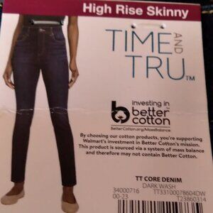 Time and Tru Dark Wash High Rise Skinny Jeans